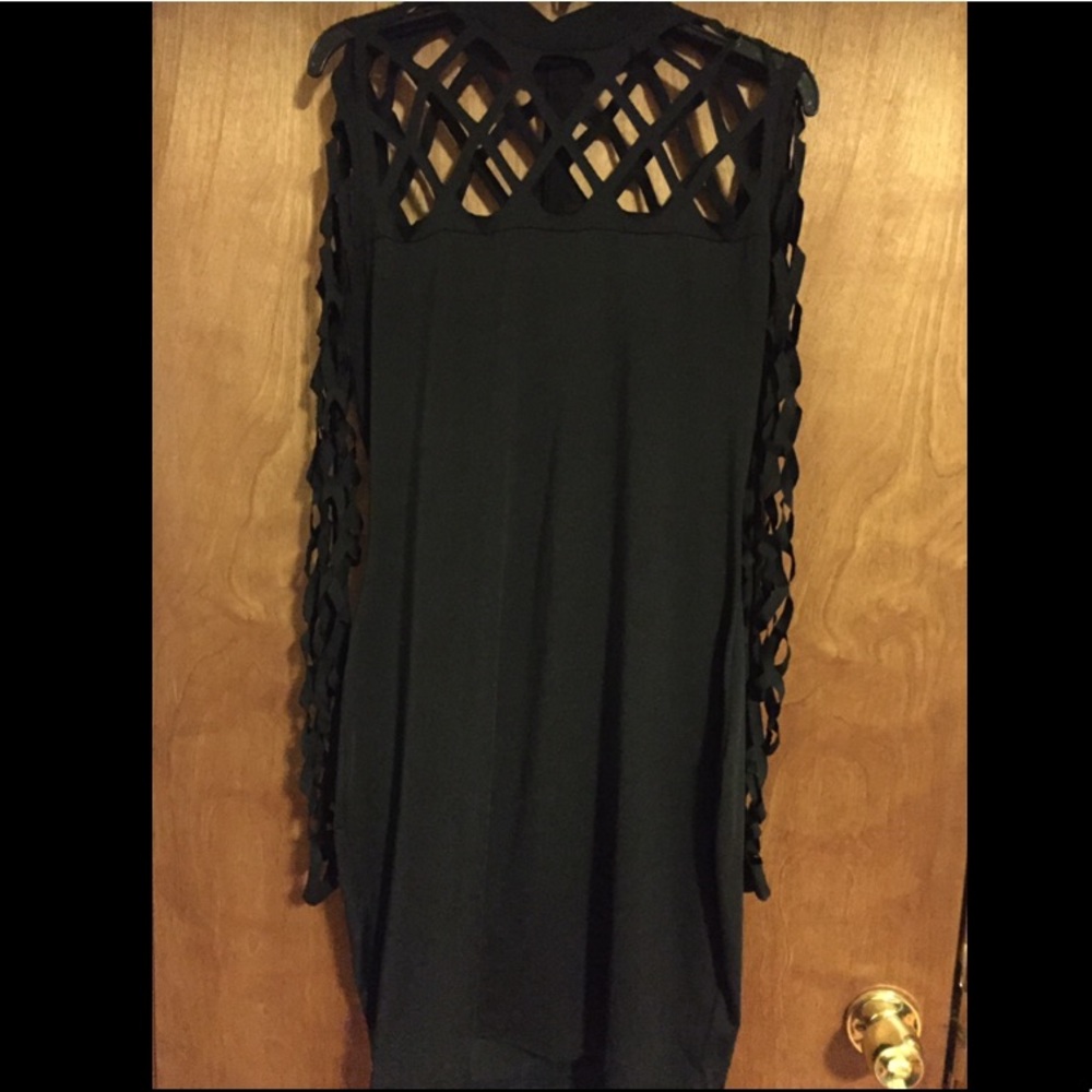Cage top black form fitting dress